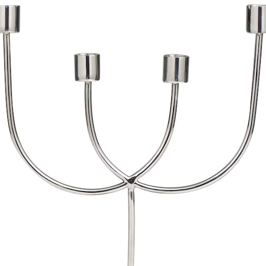 13" Silver Stainless Steel Overlapping U-Shaped Candelabra